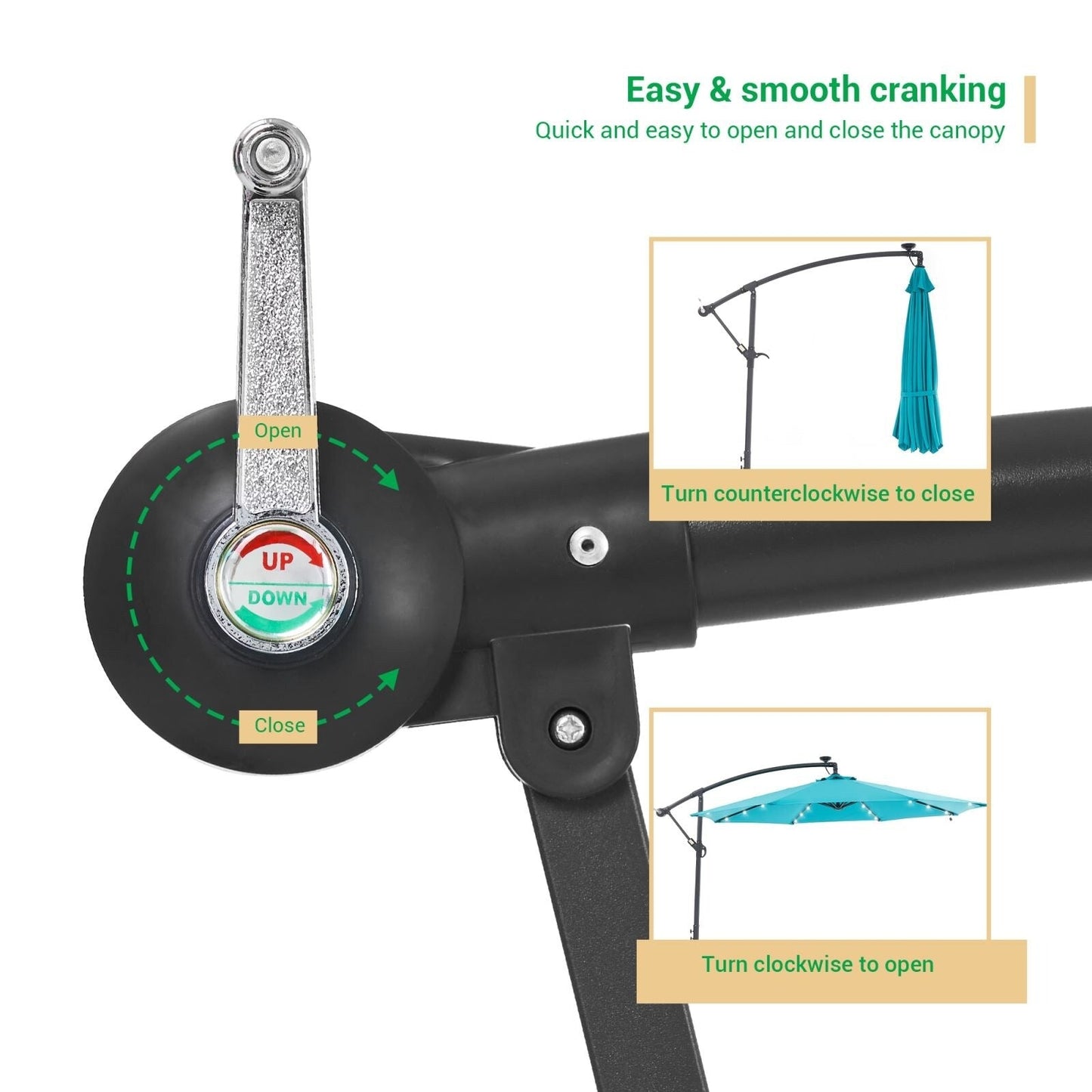 Parasol de terrasse déporté LED LIVOOSUN 10 pieds avec pied en croix