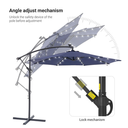 Parasol de terrasse déporté LED LIVOOSUN 10 pieds avec pied en croix