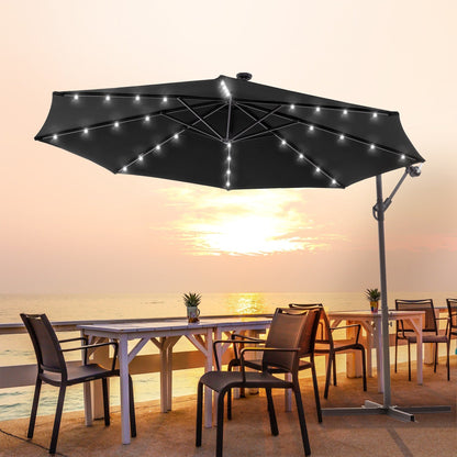 Parasol de terrasse déporté LED LIVOOSUN 10 pieds avec pied en croix