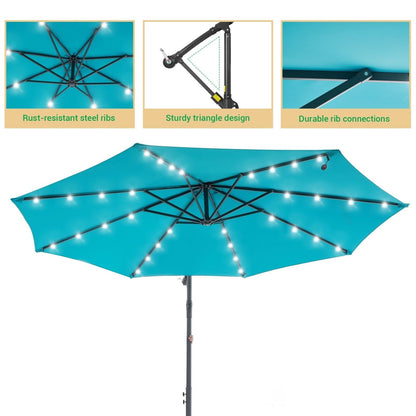 Parasol de terrasse déporté LED LIVOOSUN 10 pieds avec pied en croix