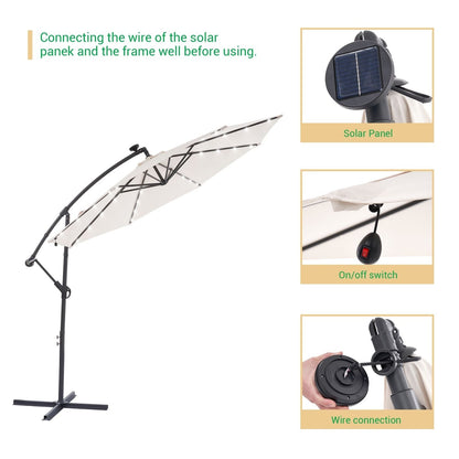 Parasol de terrasse déporté LED LIVOOSUN 10 pieds avec pied en croix