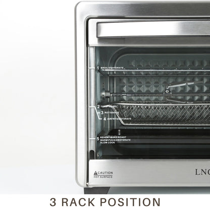 Four à convection, grille-pain, rotisserie et friteuse à air LNC 12-en-1, grand modèle 34QT pour comptoir - 19,5 L x 15 l x 12,5 H (cm)