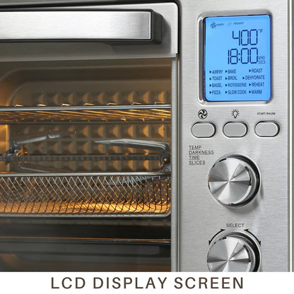 Four à convection, grille-pain, rotisserie et friteuse à air LNC 12-en-1, grand modèle 34QT pour comptoir - 19,5 L x 15 l x 12,5 H (cm)