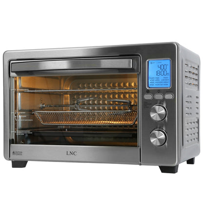 Four à convection, grille-pain, rotisserie et friteuse à air LNC 12-en-1, grand modèle 34QT pour comptoir - 19,5 L x 15 l x 12,5 H (cm)
