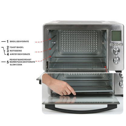 Four à convection, grille-pain, rotisserie et friteuse à air LNC 12-en-1, grand modèle 34QT pour comptoir - 19,5 L x 15 l x 12,5 H (cm)