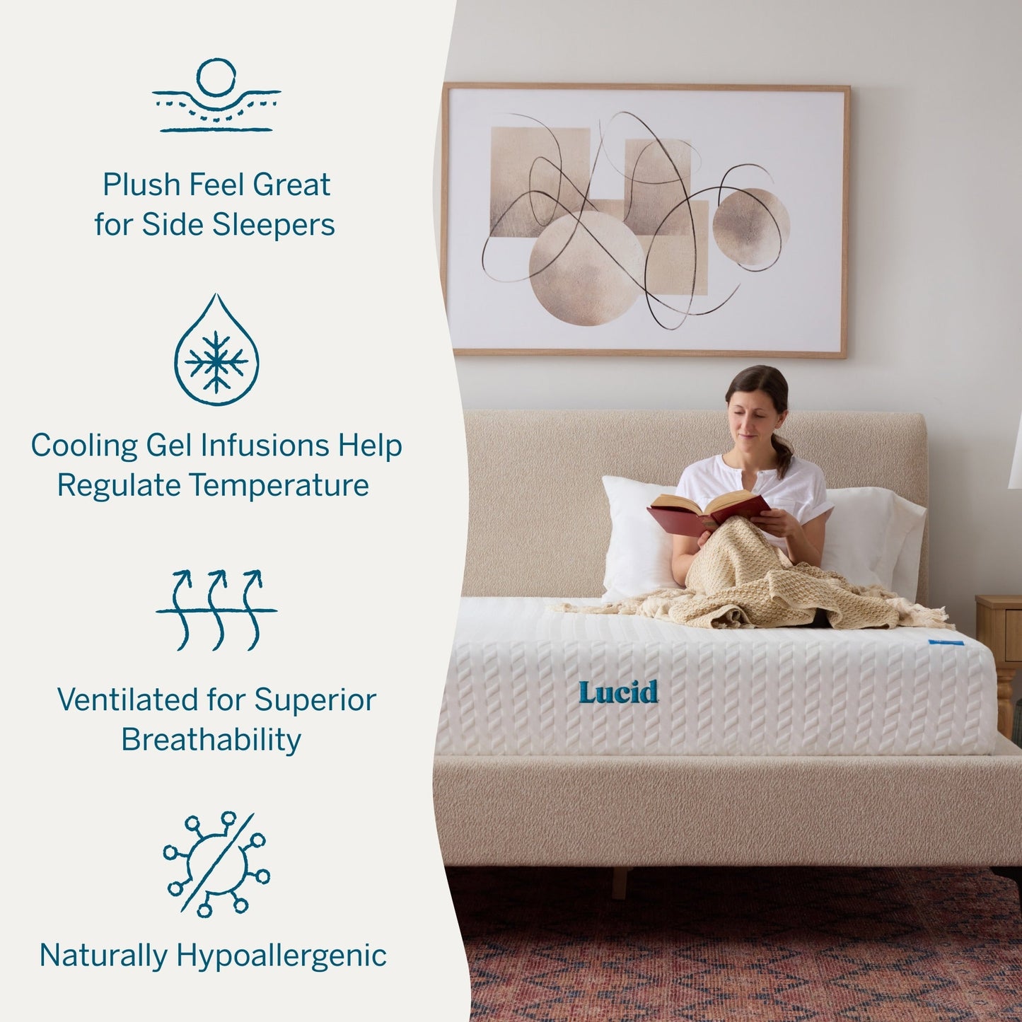 Lucid Matelas en mousse à mémoire de forme avec gel de luxe de 10 pouces