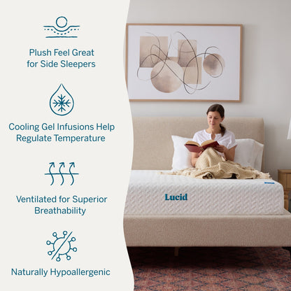 Lucid Matelas en mousse à mémoire de forme avec gel de luxe de 10 pouces