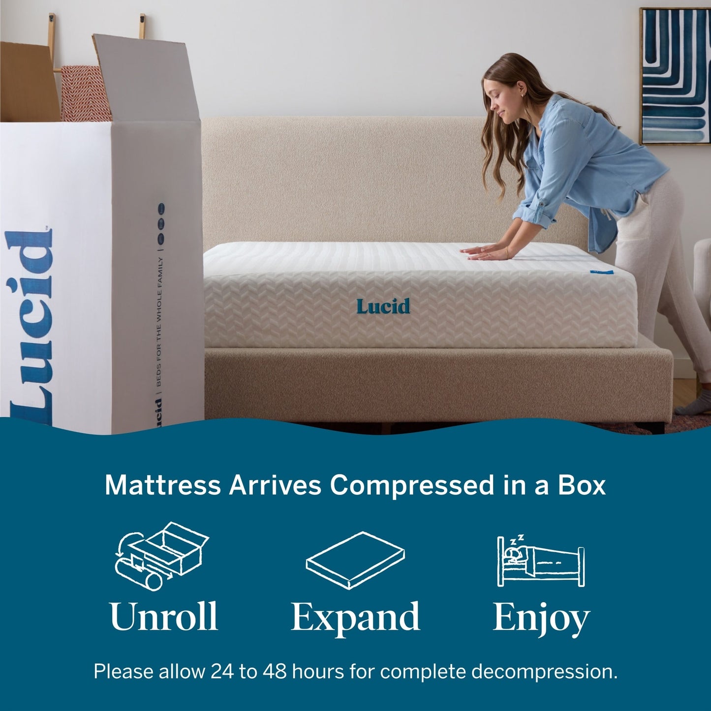 Lucid Matelas en mousse à mémoire de forme avec gel de luxe de 10 pouces