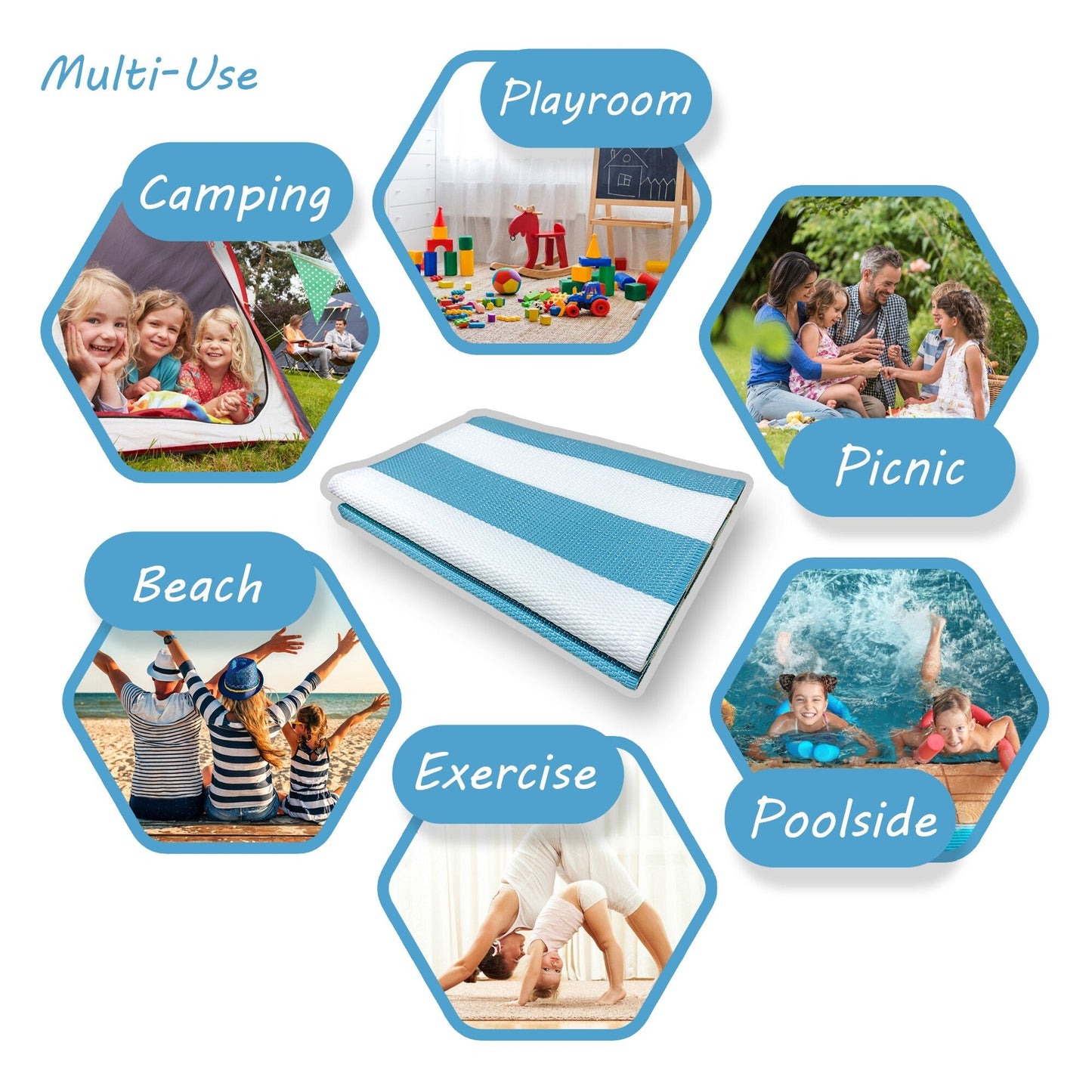 Lalune Beach Stripe Indoor Outdoor Area Rug