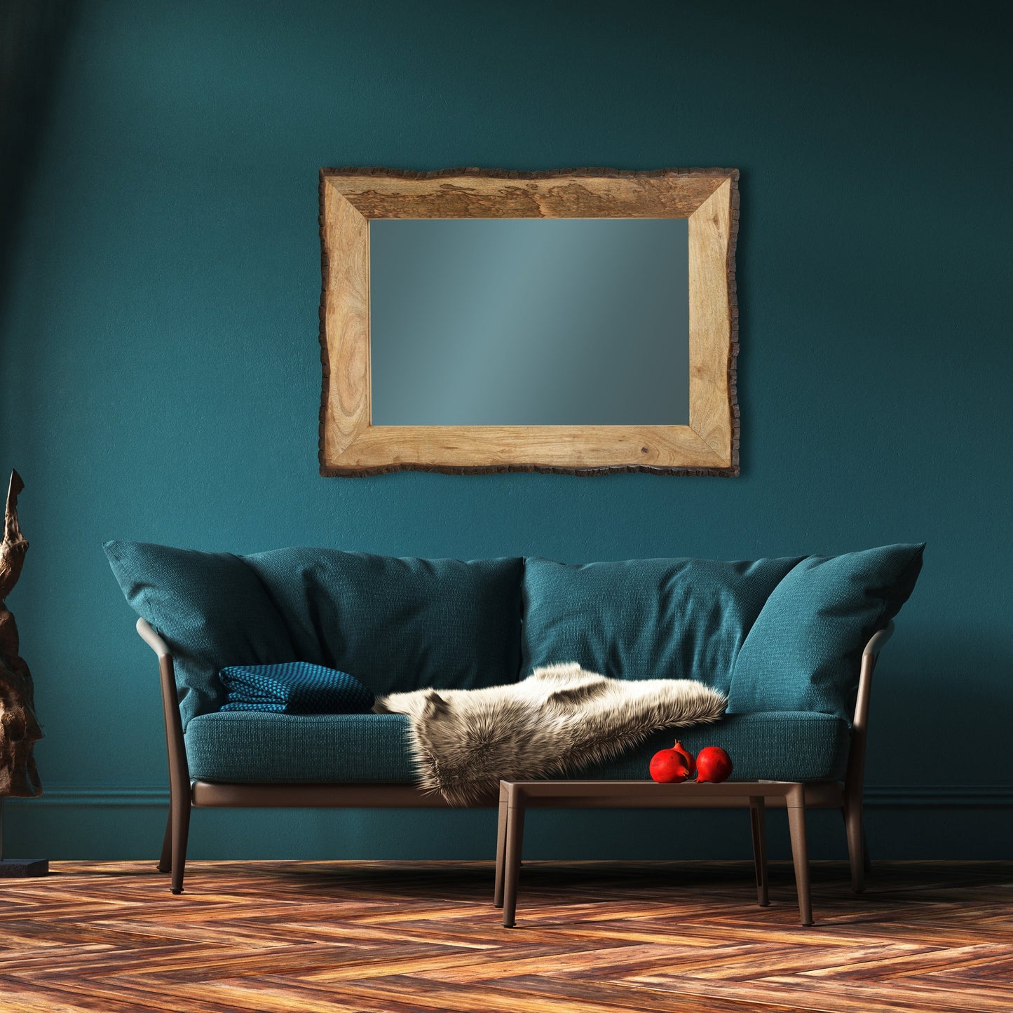 Lamont River of Goods Miroir mural rectangulaire en bois et verre, marron et beige - 39 x 1,25 x 28 pouces