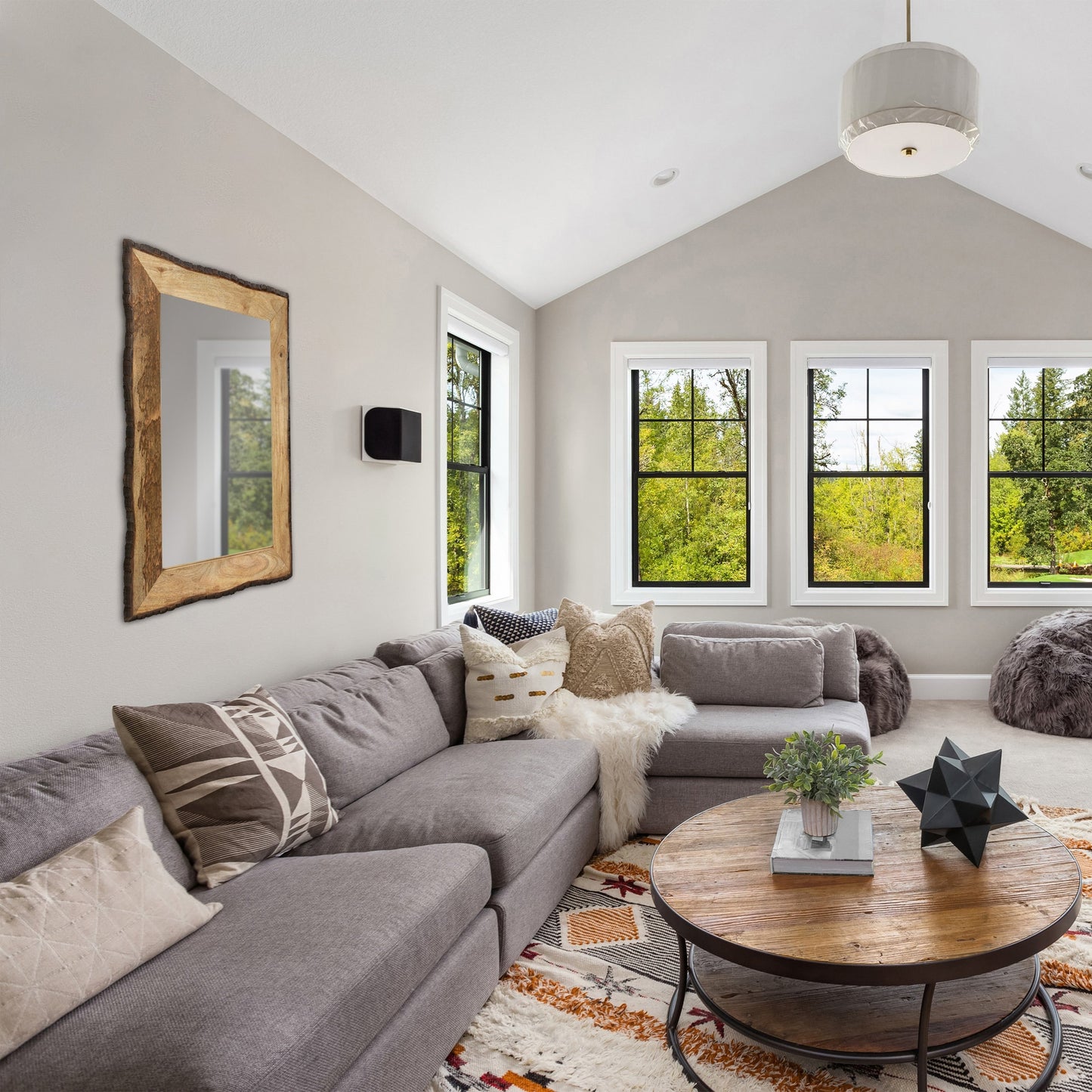 Lamont River of Goods Miroir mural rectangulaire en bois et verre, marron et beige - 39 x 1,25 x 28 pouces