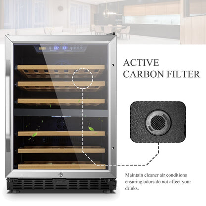 Lanbo Cave à vin intégrée à double zone de température avec compresseur, 24 pouces, 44 bouteilles