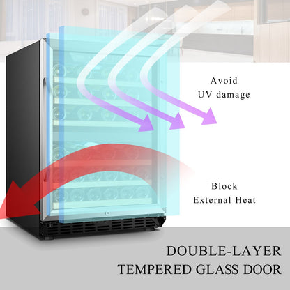 Lanbo Cave à vin intégrée à double zone de température avec compresseur, 24 pouces, 44 bouteilles