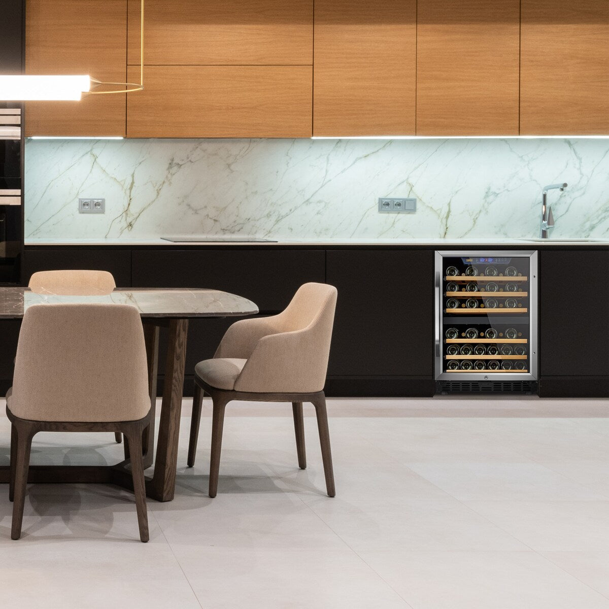 Lanbo Cave à vin intégrée à double zone de température avec compresseur, 24 pouces, 44 bouteilles