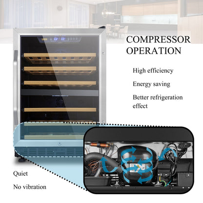 Lanbo Cave à vin intégrée à double zone de température avec compresseur, 24 pouces, 44 bouteilles