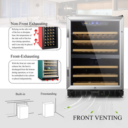 Lanbo Cave à vin intégrée à double zone de température avec compresseur, 24 pouces, 44 bouteilles