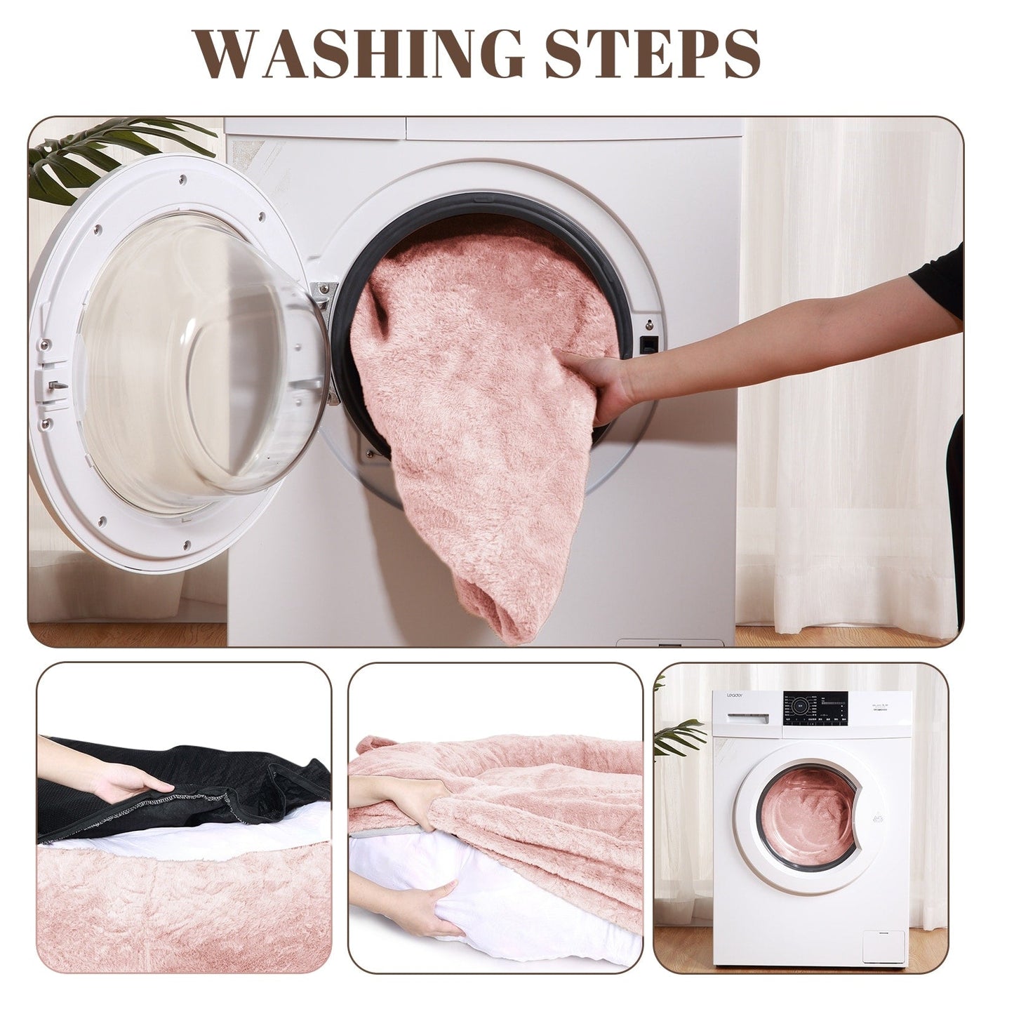 Grand lit pour chien, lit lavable de taille humaine avec housse amovible.