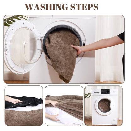 Grand lit pour chien, lit lavable de taille humaine avec housse amovible.