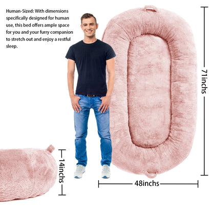 Grand lit pour chien, lit lavable de taille humaine avec housse amovible.