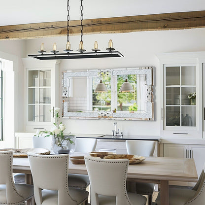 Grand miroir mural rectangulaire à facettes avec perles de cristal, à assembler.