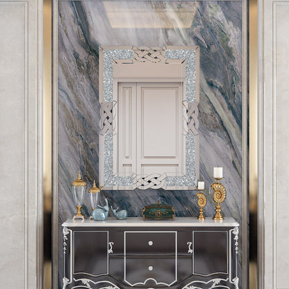 Grand miroir mural rectangulaire à facettes avec perles de cristal, à assembler.