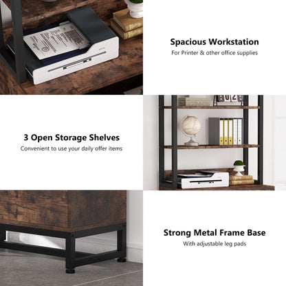 Armoire à dossiers avec 2 tiroirs, meuble de rangement moderne avec support d'imprimante et verrouillage