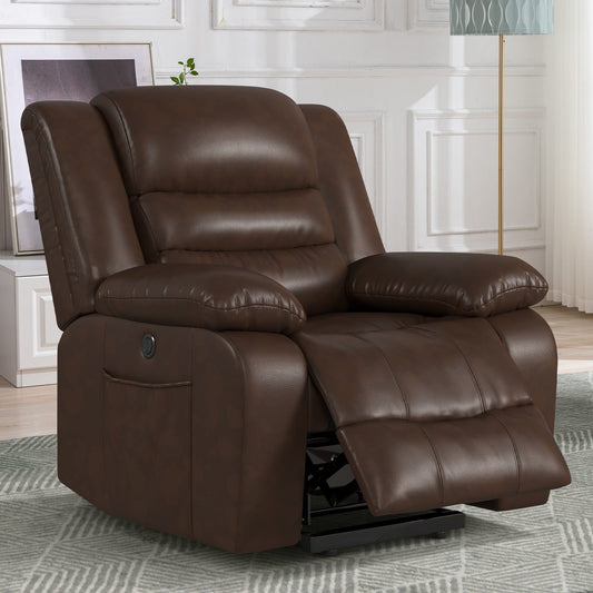 Leather Lift Recliner Chair With Dual Motor, Oversized Power Recliners With Electric Massage Heating