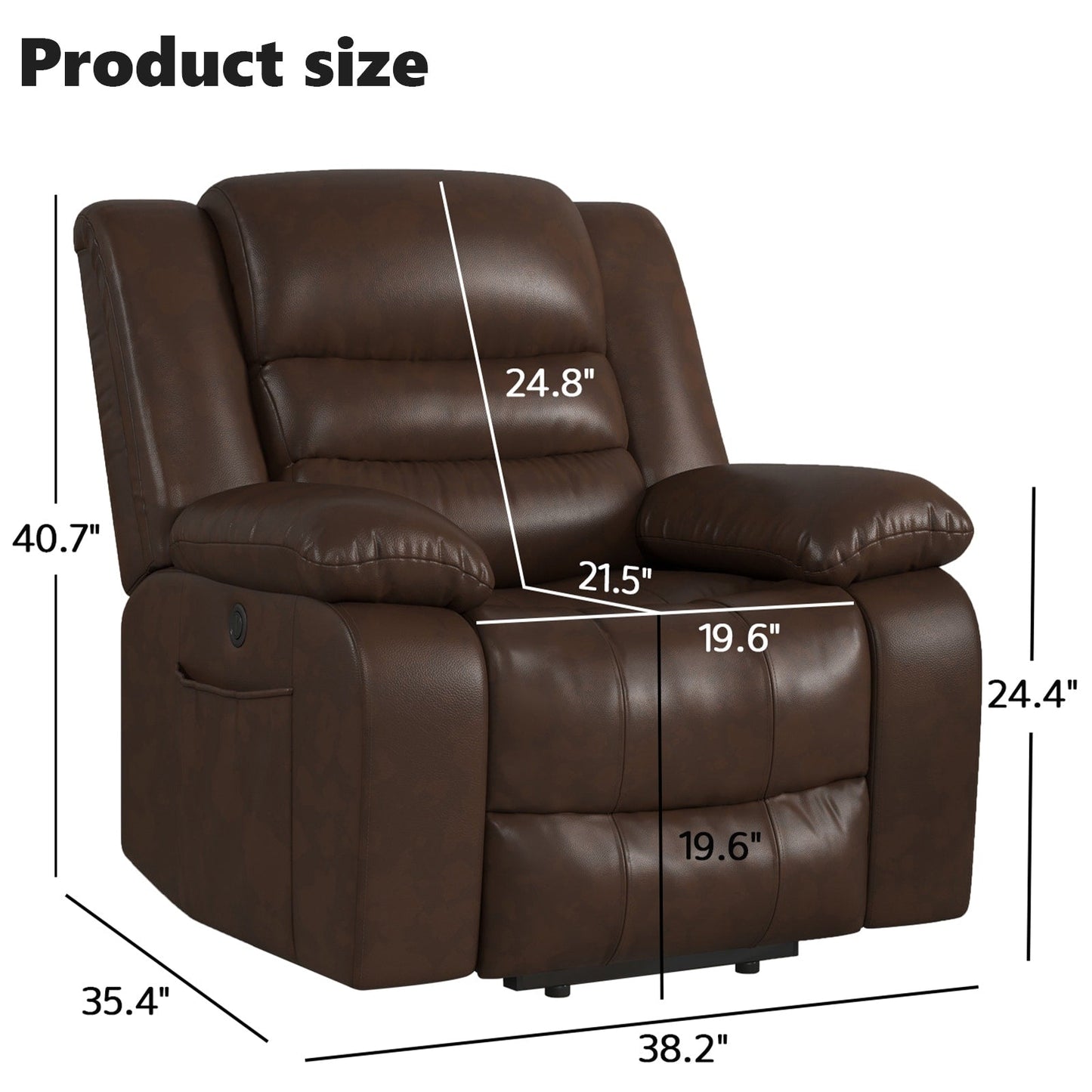Leather Lift Recliner Chair With Dual Motor, Oversized Power Recliners With Electric Massage Heating