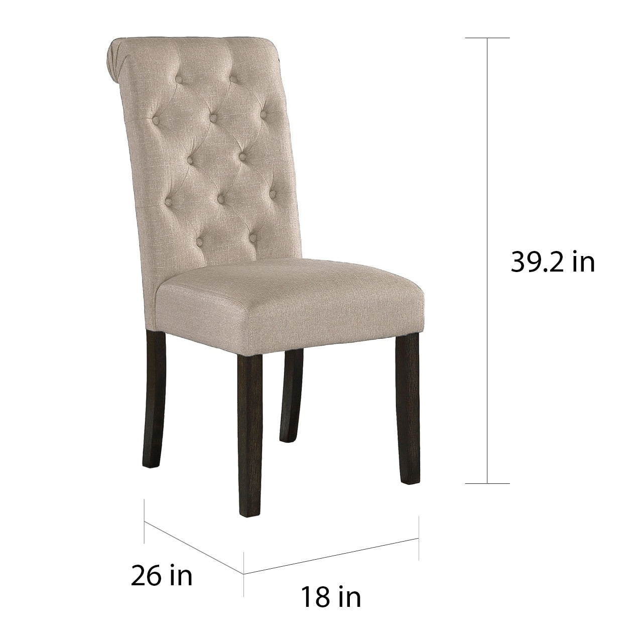 Chaise de salle à manger capitonnée en bois massif Leviton de Roundhill Furniture (lot de 2)