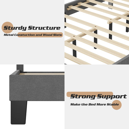Lifezone - Cadre de lit plateforme à plateforme réglable, taille Queen, avec revêtement en tissu