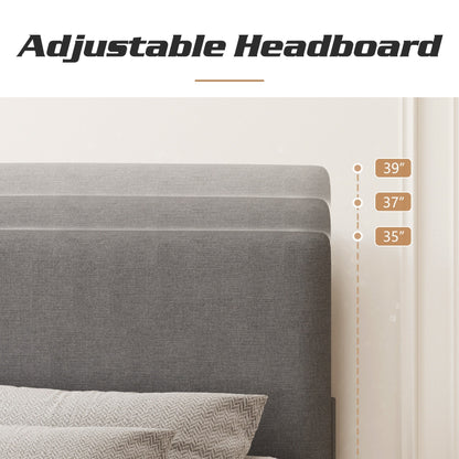 Lifezone - Cadre de lit plateforme à plateforme réglable, taille Queen, avec revêtement en tissu