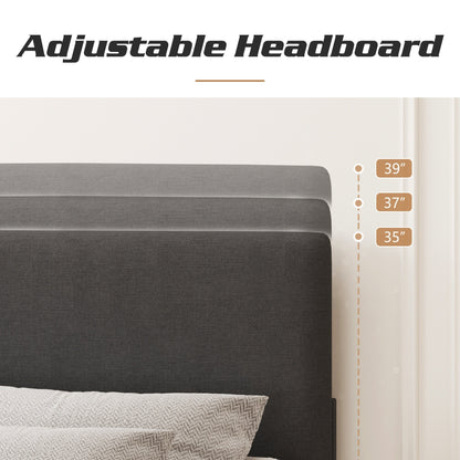 Lifezone - Cadre de lit plateforme à plateforme réglable, taille Queen, avec revêtement en tissu