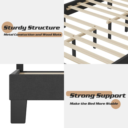 Lifezone - Cadre de lit plateforme à plateforme réglable, taille Queen, avec revêtement en tissu
