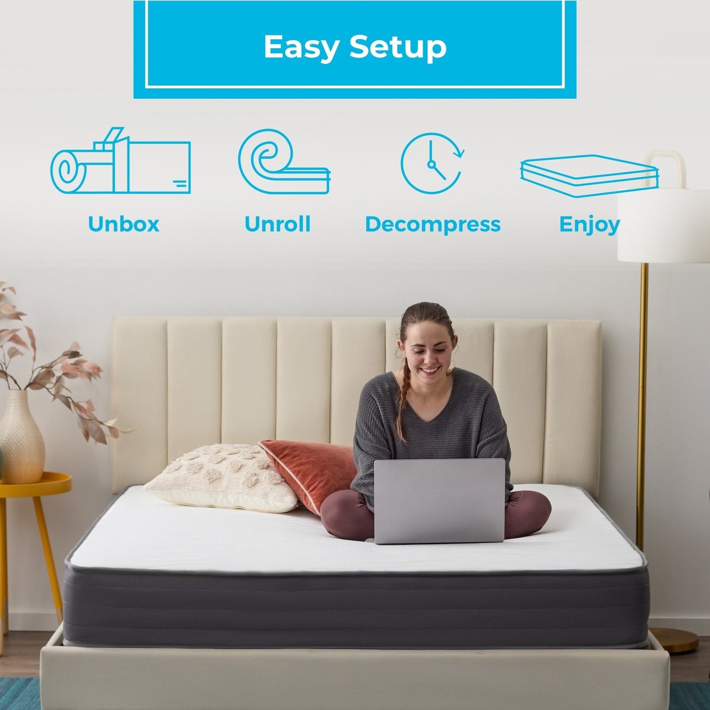 Matelas hybride en mousse à mémoire de forme au gel ferme de 20 cm (8 po) Linenspa