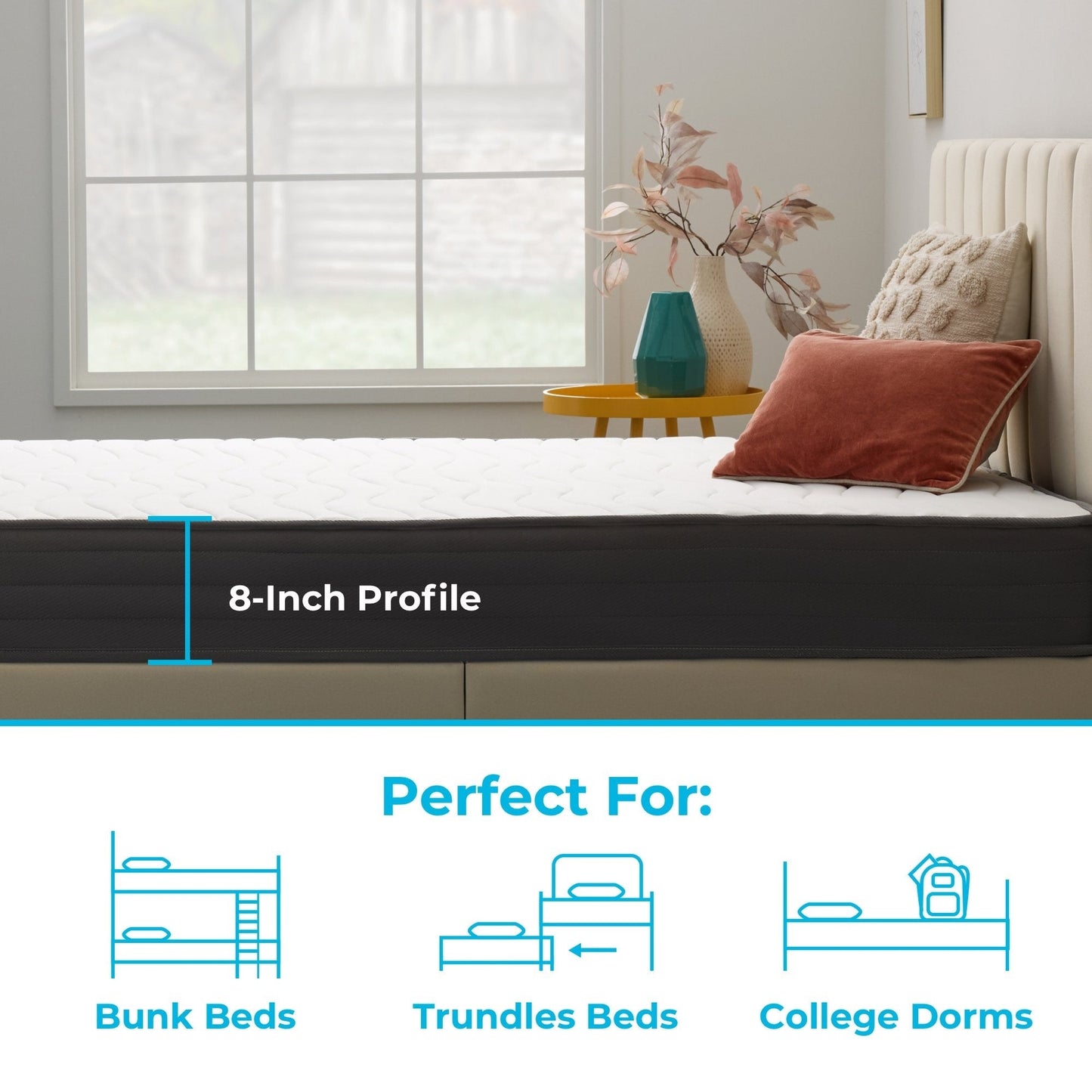 Matelas hybride en mousse à mémoire de forme au gel ferme de 20 cm (8 po) Linenspa