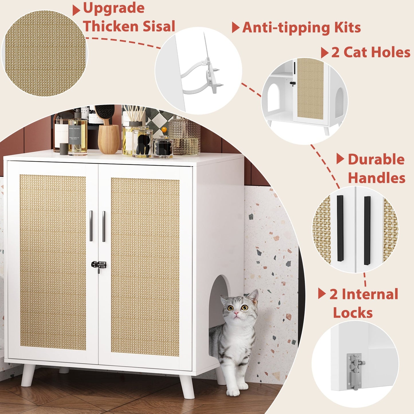 Abri pour litière, meuble pour litière de chat, table d'appoint, table de canapé