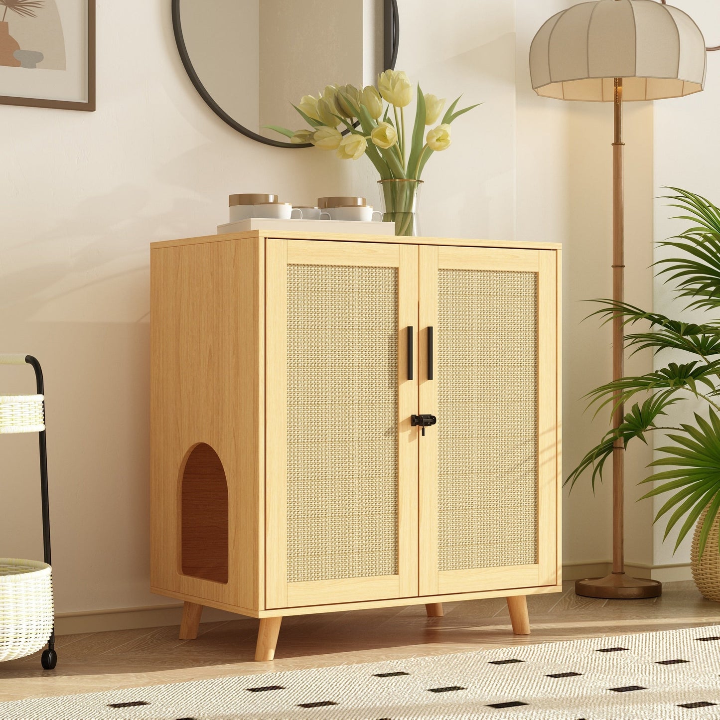 Abri pour litière, meuble pour litière de chat, table d'appoint, table de canapé