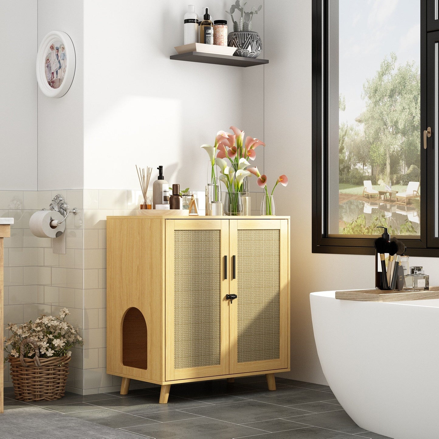 Abri pour litière, meuble pour litière de chat, table d'appoint, table de canapé