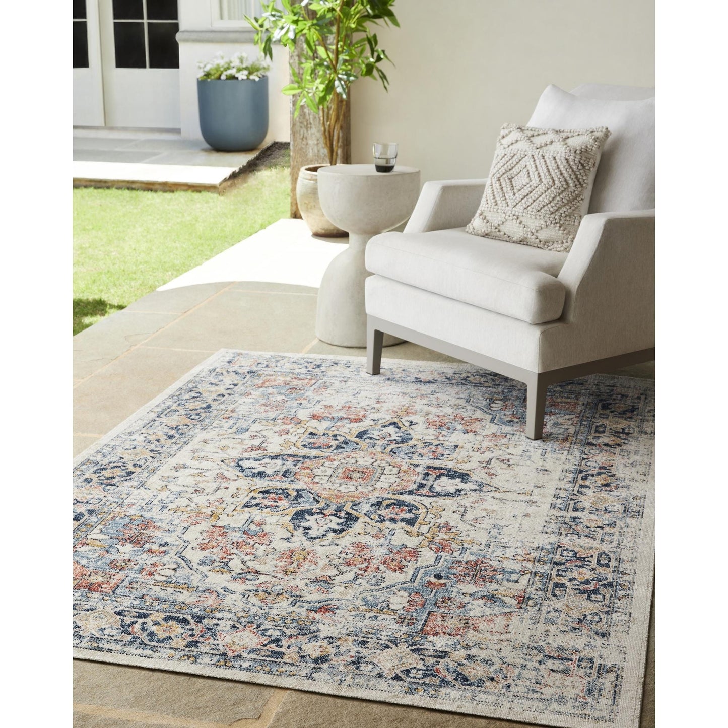 Livabliss Huntington Beach Updated Traditional Medallion Outdoor Area Rug