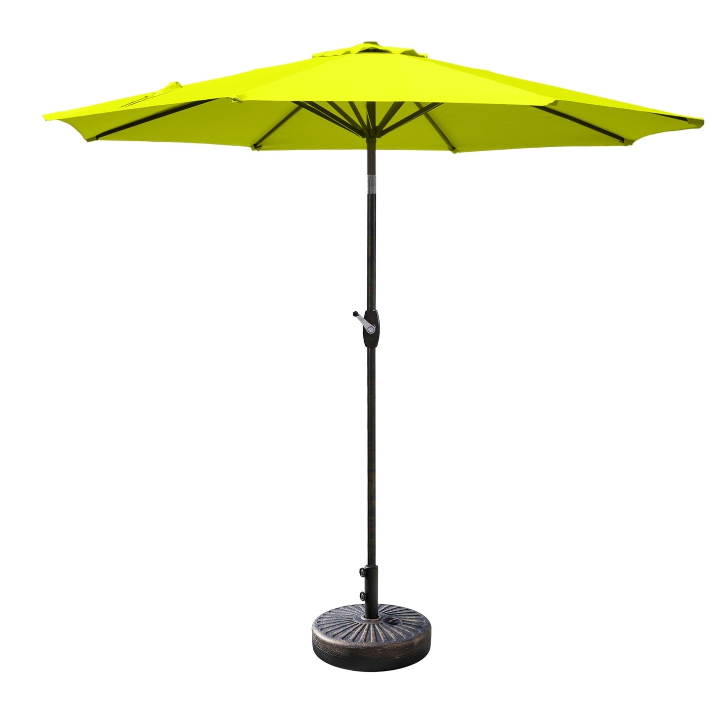 Parasol de terrasse Lopes de 2,7 m avec socle à poids bronze inclus.