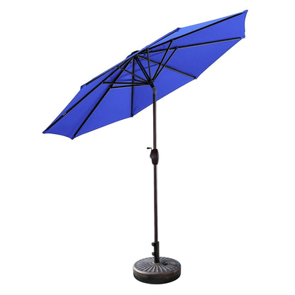 Parasol de terrasse Lopes de 2,7 m avec socle à poids bronze inclus.
