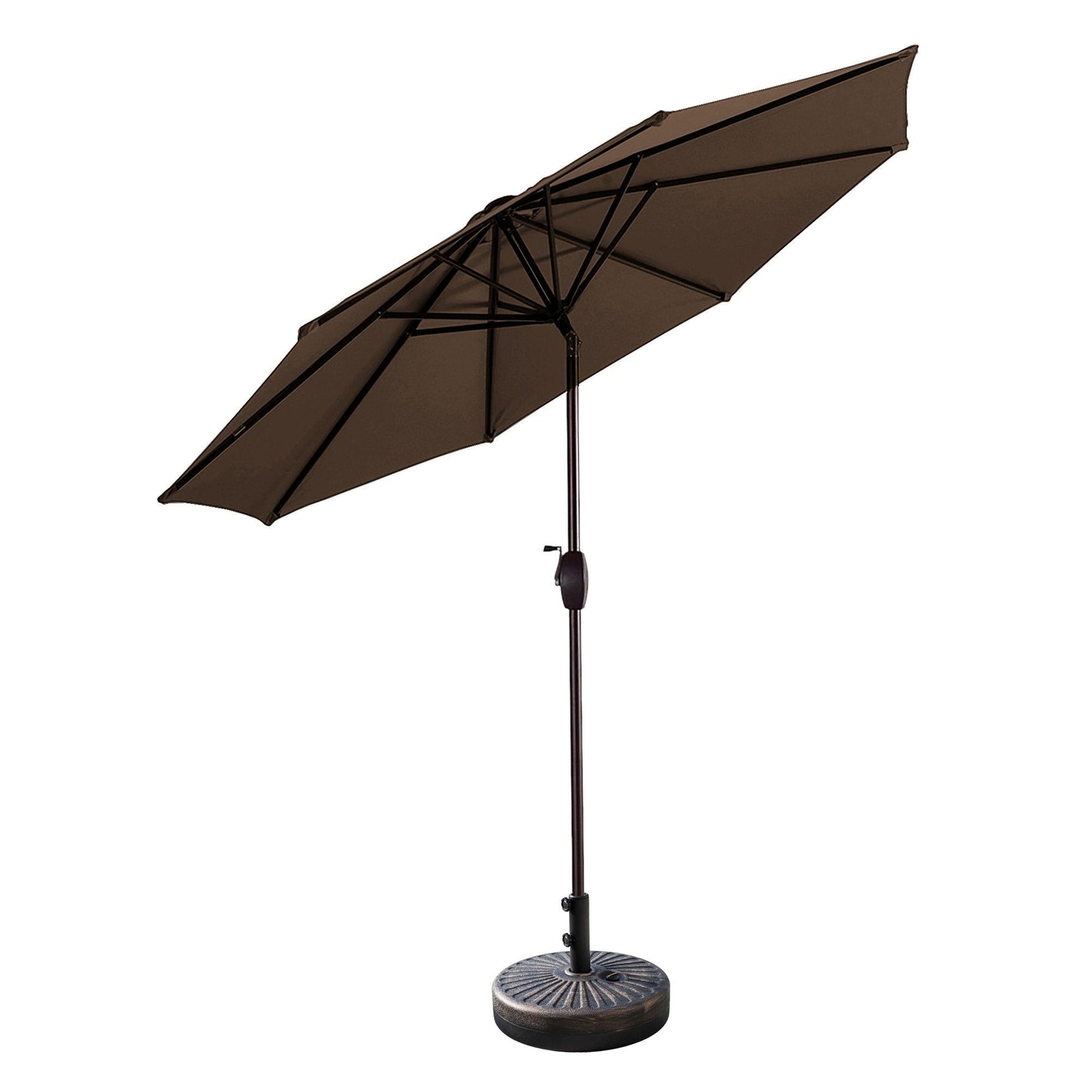 Parasol de terrasse Lopes de 2,7 m avec socle à poids bronze inclus.