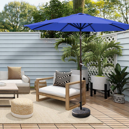 Parasol de terrasse Lopes de 2,7 m avec socle à poids bronze inclus.