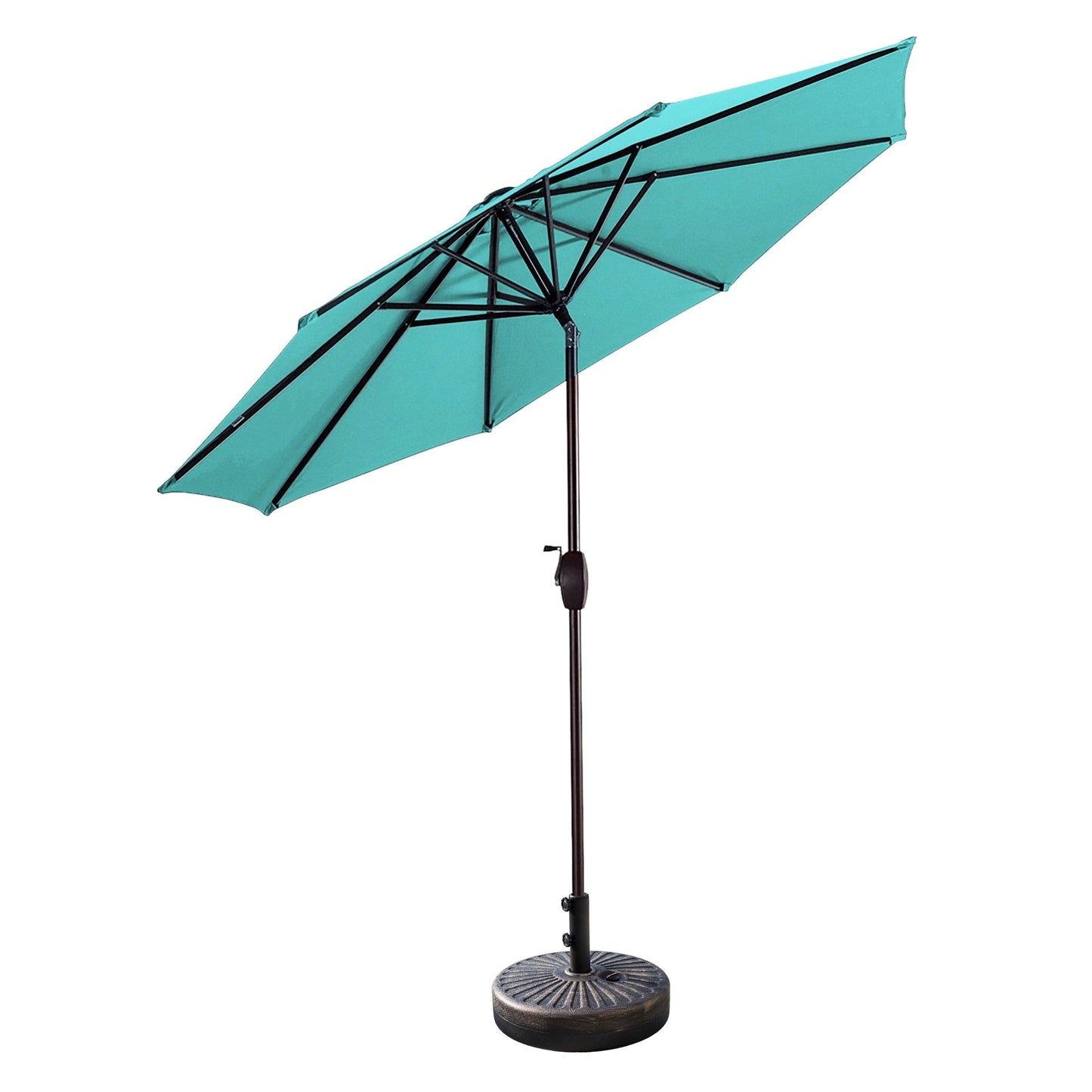 Parasol de terrasse Lopes de 2,7 m avec socle à poids bronze inclus.