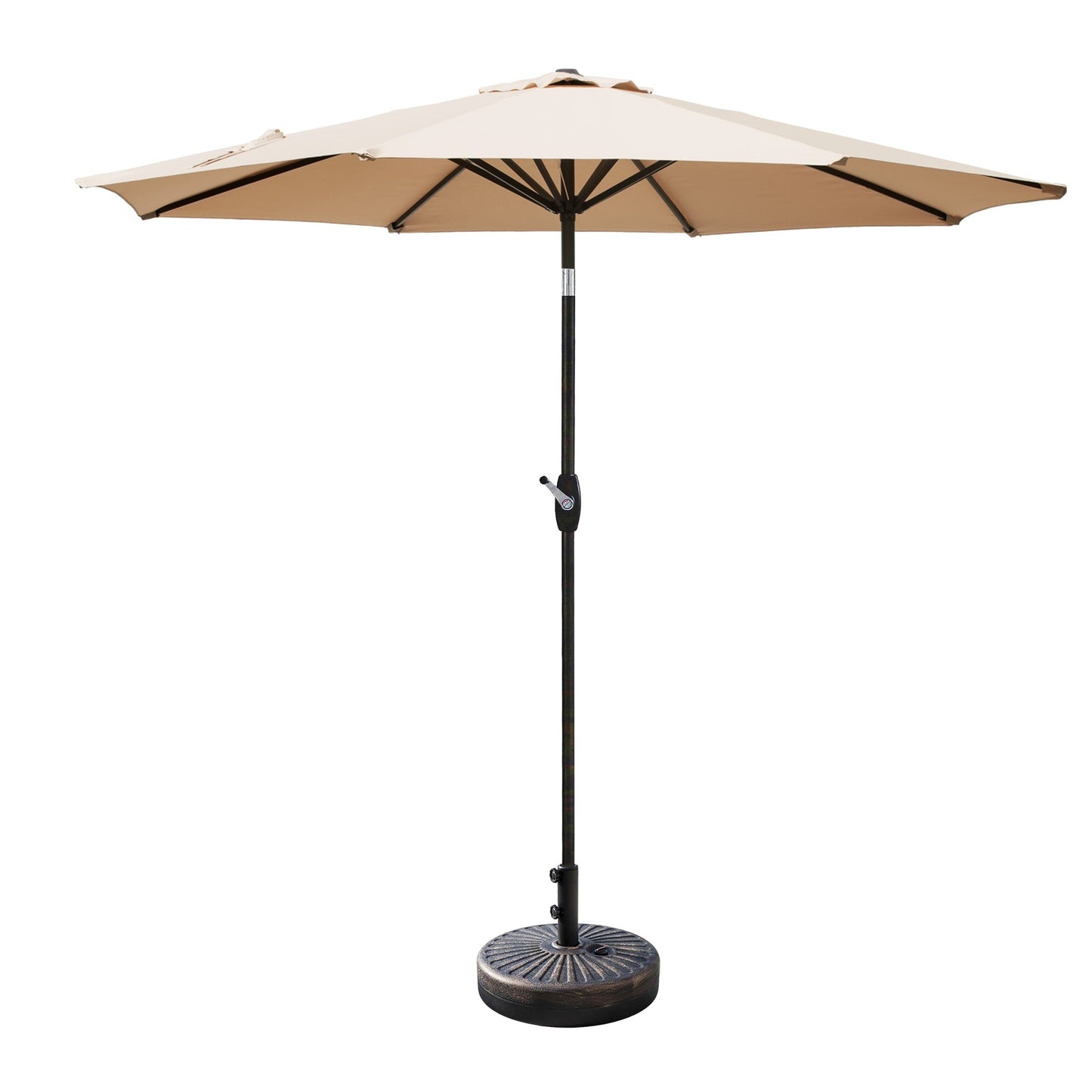 Parasol de terrasse Lopes de 2,7 m avec socle à poids bronze inclus.