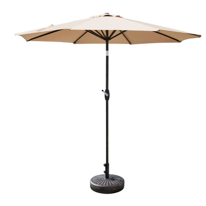 Parasol de terrasse Lopes de 2,7 m avec socle à poids bronze inclus.