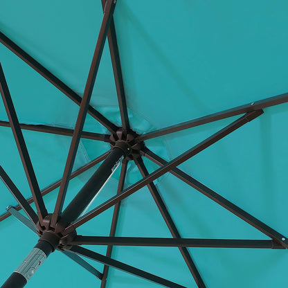 Parasol de terrasse Lopes de 2,7 m avec socle à poids bronze inclus.