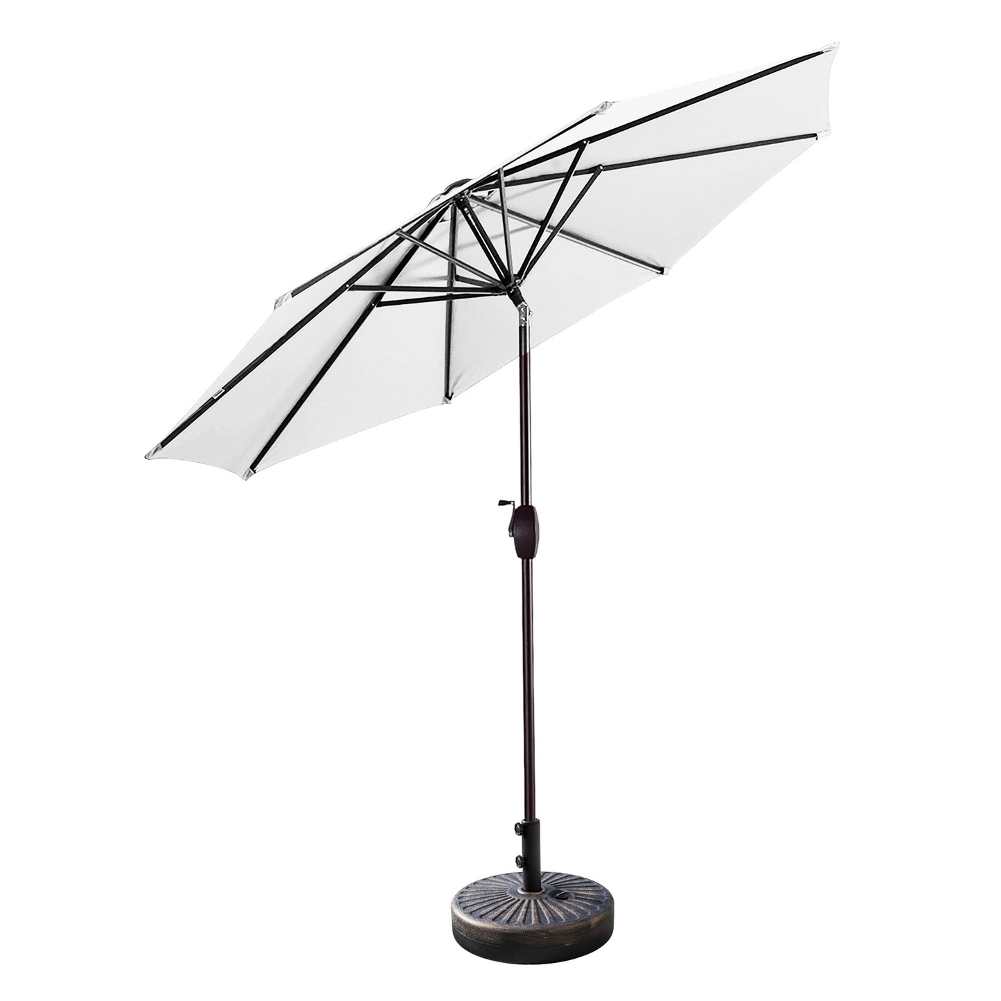 Parasol de terrasse Lopes de 2,7 m avec socle à poids bronze inclus.