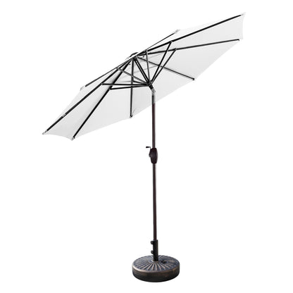 Parasol de terrasse Lopes de 2,7 m avec socle à poids bronze inclus.