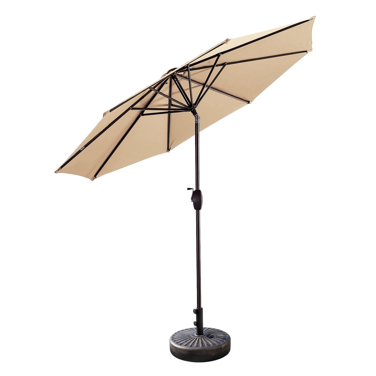 Parasol de terrasse Lopes de 2,7 m avec socle à poids bronze inclus.